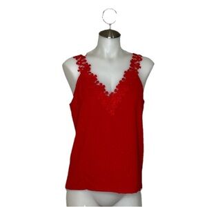 SHEIN Red Lace-Trimmed blouse